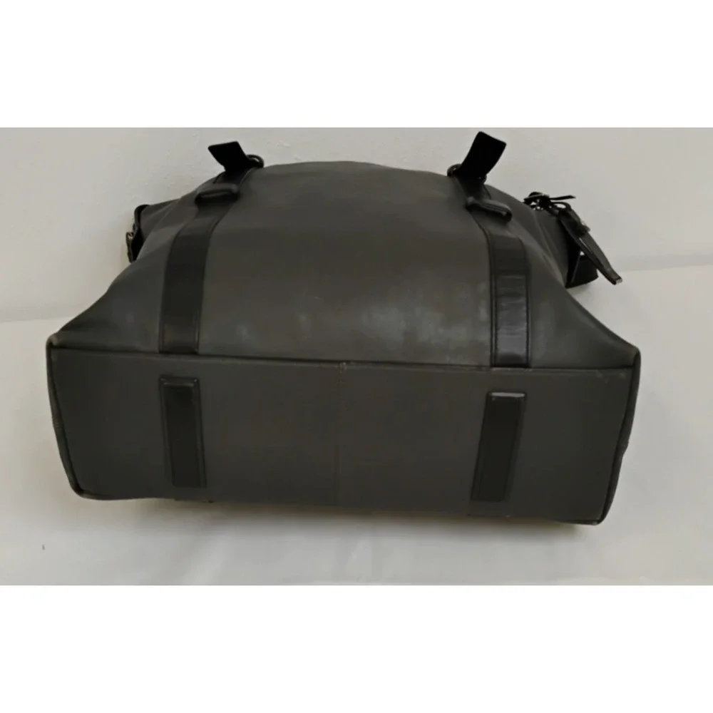 TUMI Leather Shoulder Bag Carry On Gray and Black Business Laptop Bag #J4521